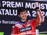 MotoGP Barcelona Pecco Bagnaia merayakan kemenangan besar